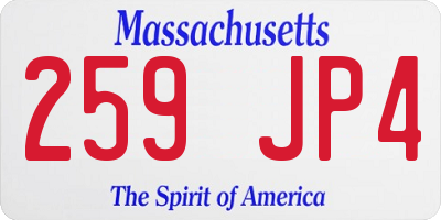 MA license plate 259JP4