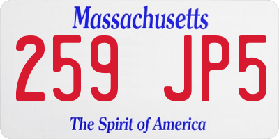 MA license plate 259JP5