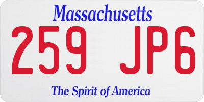 MA license plate 259JP6