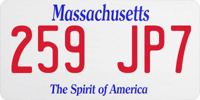 MA license plate 259JP7