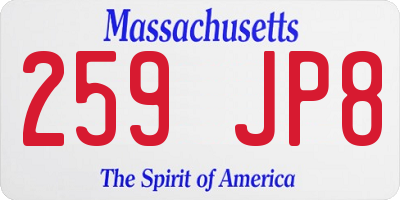 MA license plate 259JP8