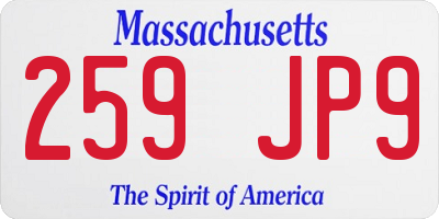 MA license plate 259JP9