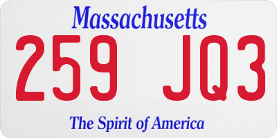 MA license plate 259JQ3