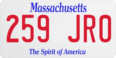 MA license plate 259JR0
