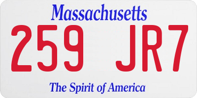 MA license plate 259JR7