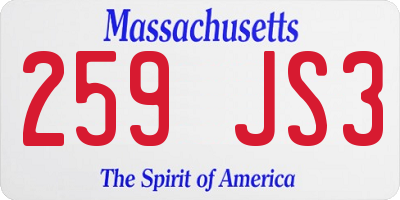 MA license plate 259JS3