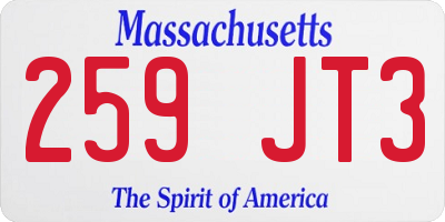 MA license plate 259JT3