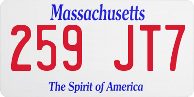 MA license plate 259JT7
