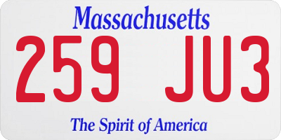MA license plate 259JU3