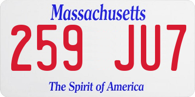MA license plate 259JU7