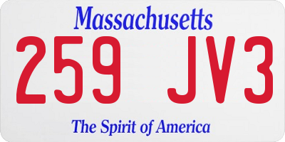 MA license plate 259JV3
