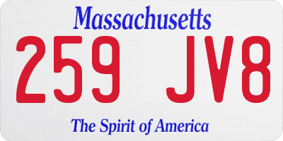 MA license plate 259JV8