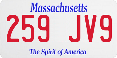 MA license plate 259JV9