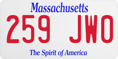 MA license plate 259JW0