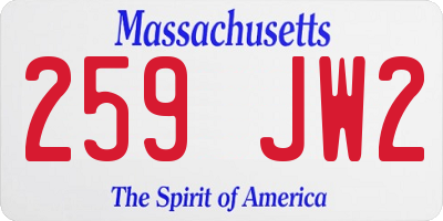 MA license plate 259JW2