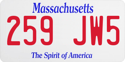 MA license plate 259JW5