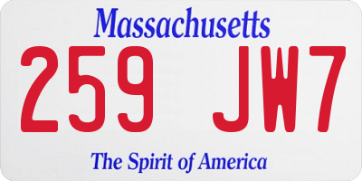 MA license plate 259JW7