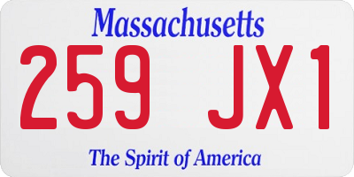 MA license plate 259JX1