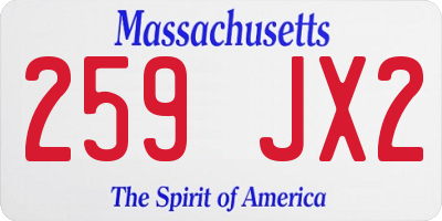 MA license plate 259JX2