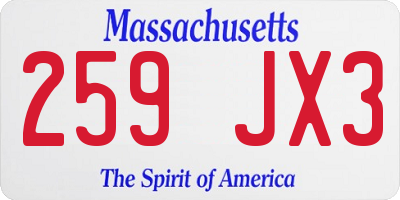 MA license plate 259JX3