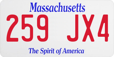 MA license plate 259JX4