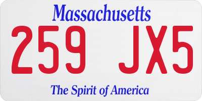 MA license plate 259JX5