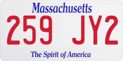 MA license plate 259JY2