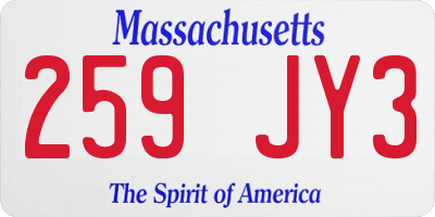MA license plate 259JY3
