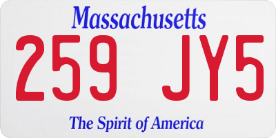 MA license plate 259JY5