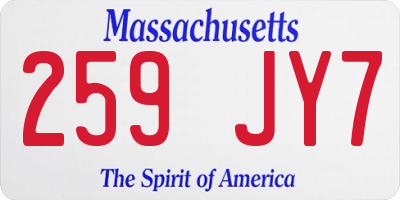 MA license plate 259JY7
