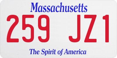 MA license plate 259JZ1
