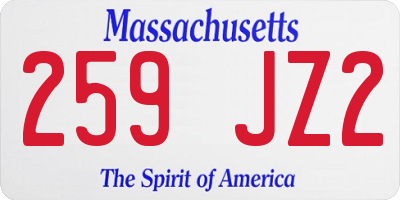 MA license plate 259JZ2