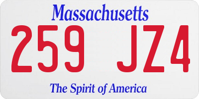 MA license plate 259JZ4