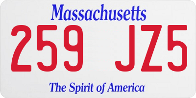 MA license plate 259JZ5