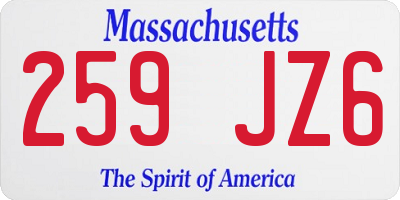MA license plate 259JZ6