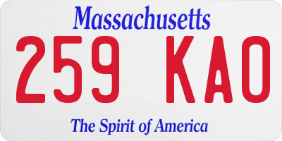 MA license plate 259KA0