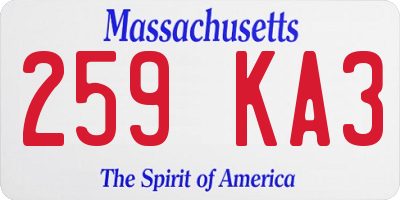 MA license plate 259KA3