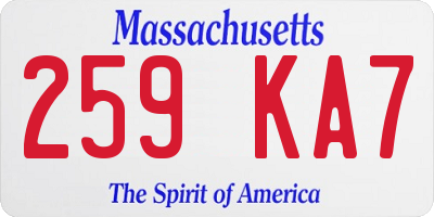 MA license plate 259KA7
