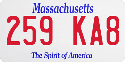 MA license plate 259KA8