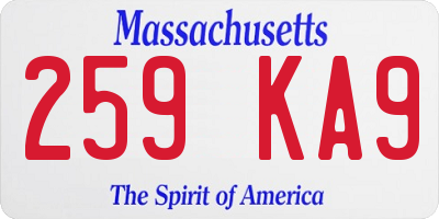 MA license plate 259KA9