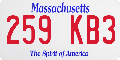 MA license plate 259KB3