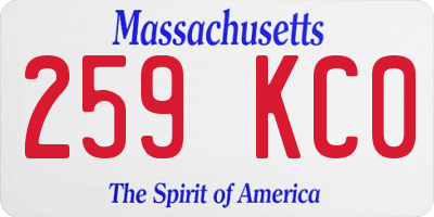 MA license plate 259KC0