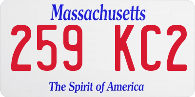 MA license plate 259KC2