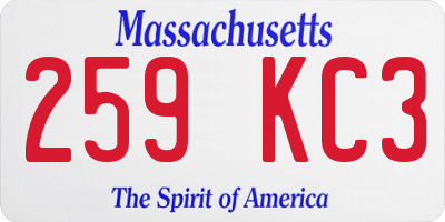 MA license plate 259KC3
