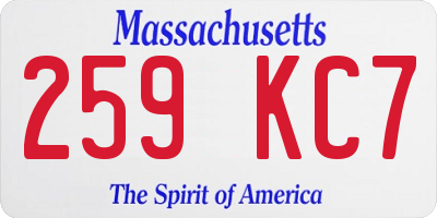 MA license plate 259KC7
