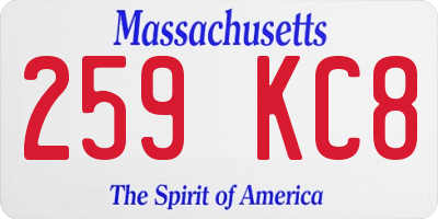 MA license plate 259KC8