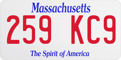 MA license plate 259KC9