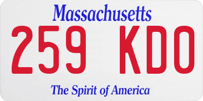 MA license plate 259KD0