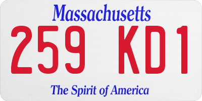 MA license plate 259KD1