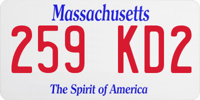 MA license plate 259KD2